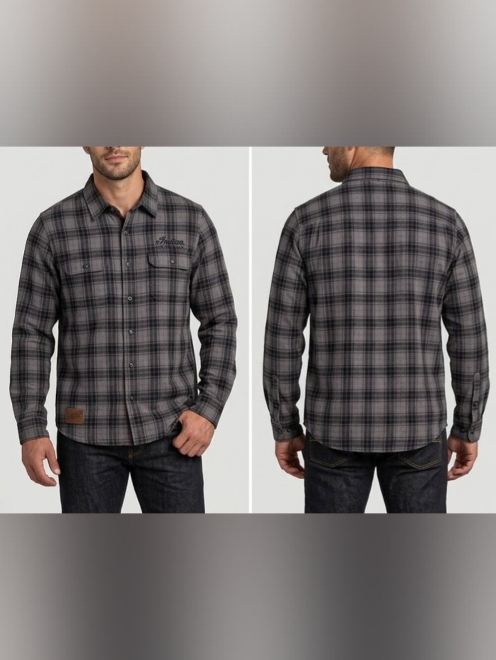 Indian Motorcycle Men's Plaid Flannel Button-Down Shirt - Size L
